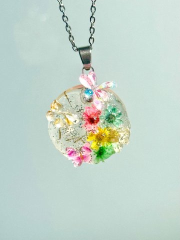 Colgante Mini Jardín — Acero y Mini Flores Naturales