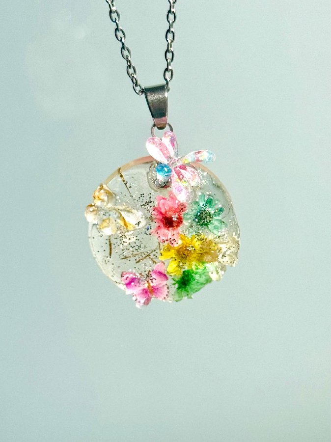 Colgante Mini Jardín — Acero y Mini Flores Naturales