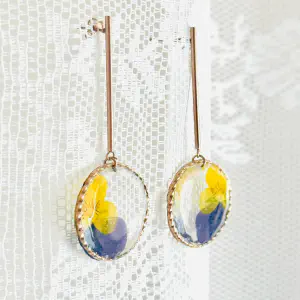 Conjunto Pensamientos Bicolor — Acero Dorado Rosa (Pendientes + Colgante)