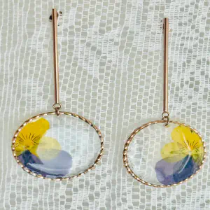 Conjunto Pensamientos Bicolor — Acero Dorado Rosa (Pendientes + Colgante)