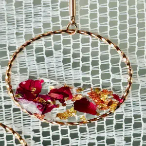 Conjunto Rosa de Pitimini y Pan de Oro — Acero Dorado Rosa (Pendientes + Colgante)