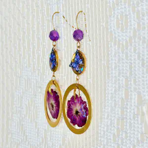 Pendientes Flor Morada con Amatista