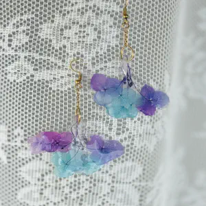 Pendientes Hortensia Azul y Malva